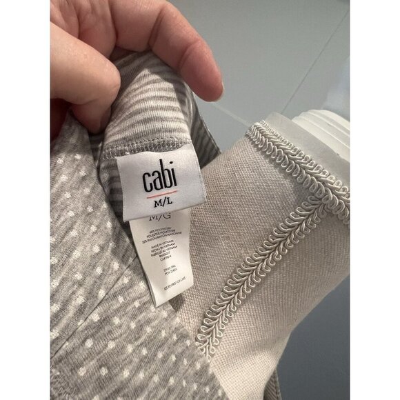 Cabi ATC Reversible Cape Poncho Jacket M L 5846 Gray Polka Dot White Stripe - Picture 2 of 9